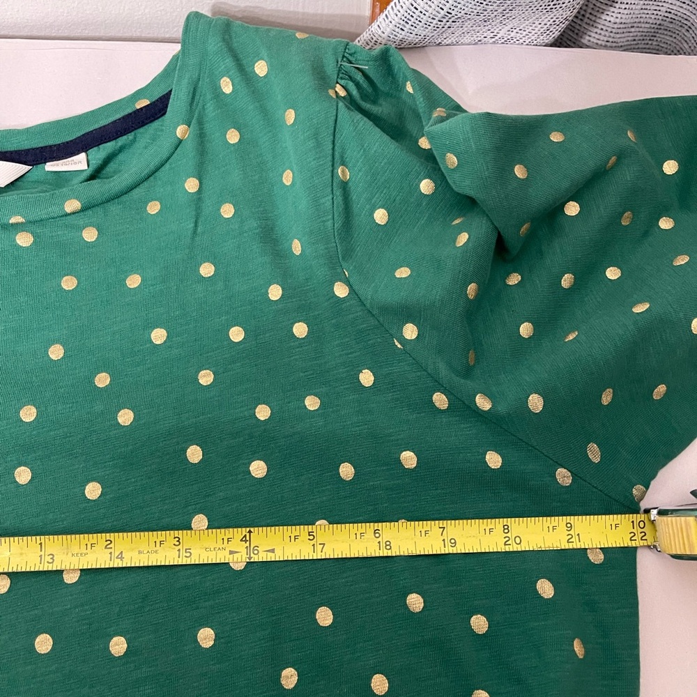 Boden NWOT Zoe Jersey Puff sleeve Tee Dress 16/18R in Emerald Green Polka Dot - Picture 9 of 11